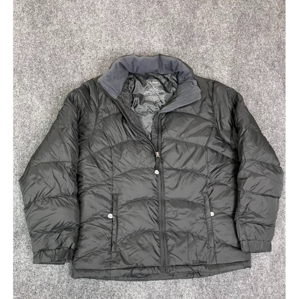 L.L .Bean Goose Down‎ Puffer Jacket Women's Black Lightweight Full Zip Sz M